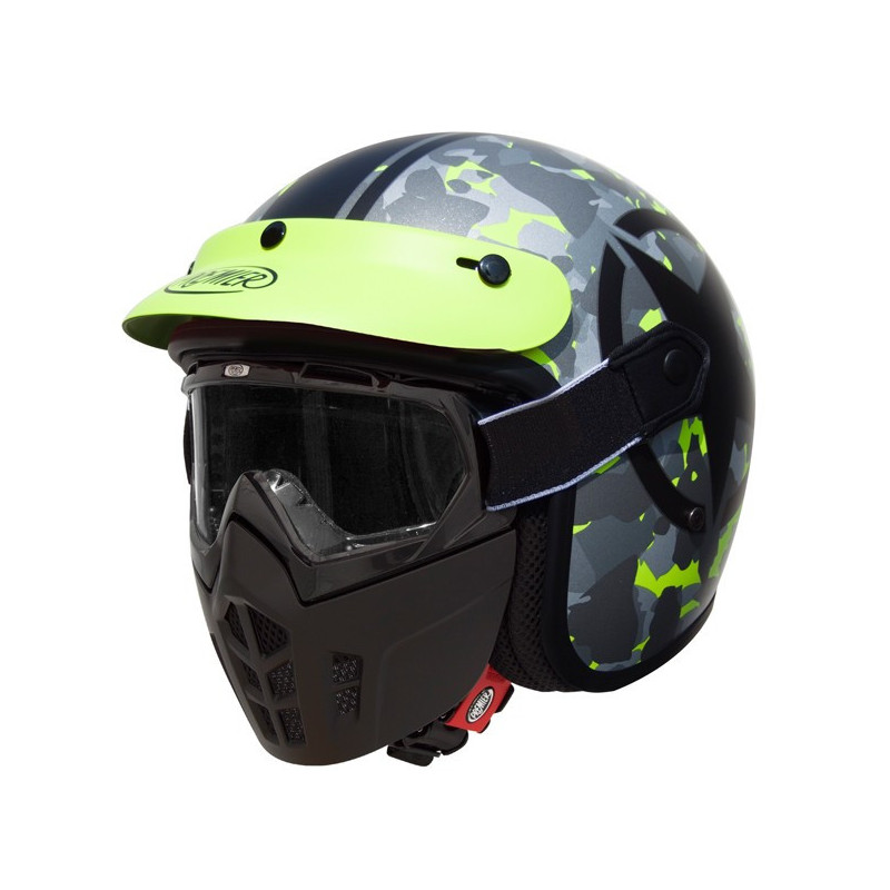 Premier Vintage Mask Jethelm Star CAMO FLUO B maat M