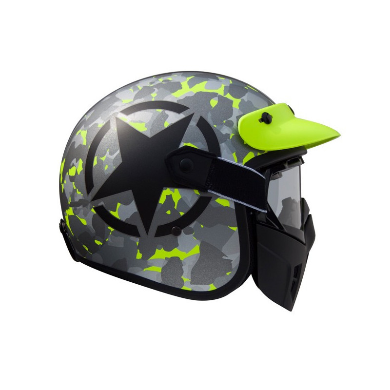 Premier Vintage Mask Jethelm Star CAMO FLUO B maat M
