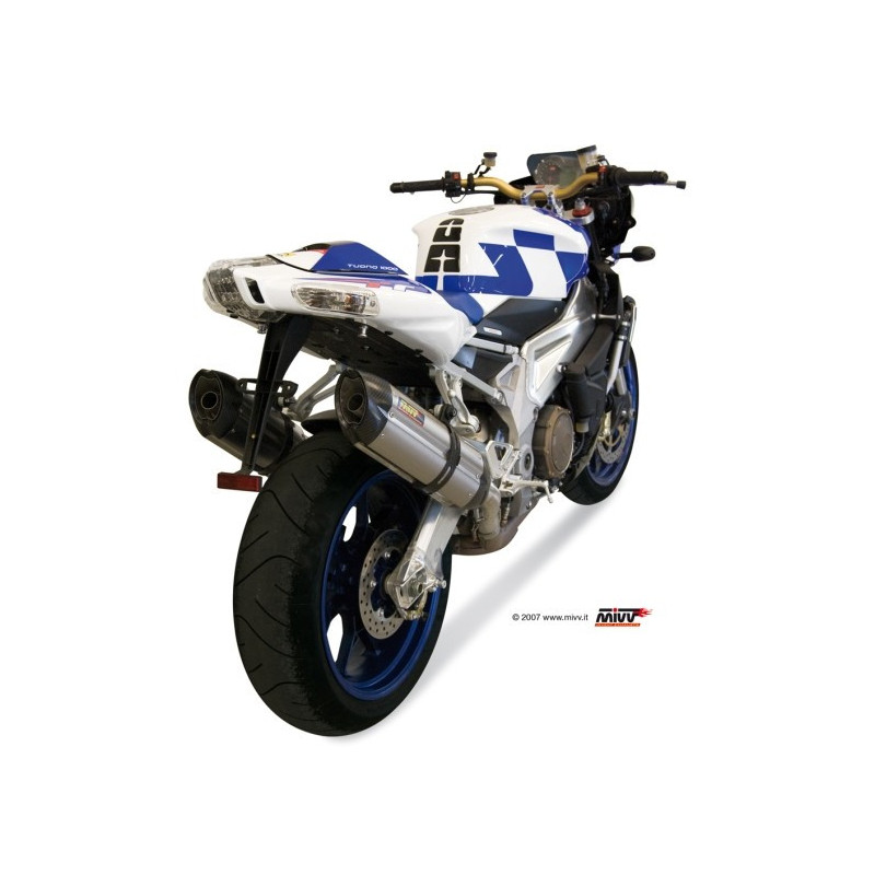 MIVV Aprilia Rsv 1000 2004 2008 Suono Sport 2 slip-on RVS met Carbon eindkap