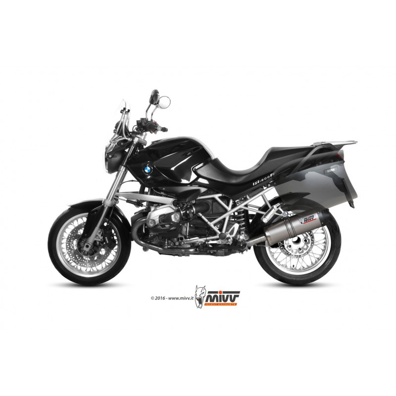 MIVV Bmw R 1200 r 2011 2014 Oval Sport Slip-on Titanium met Carbon eindkap