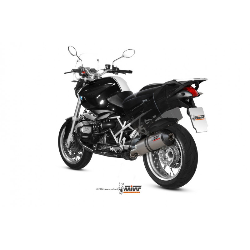 MIVV Bmw R 1200 r 2011 2014 Oval Sport Slip-on Titanium met Carbon eindkap