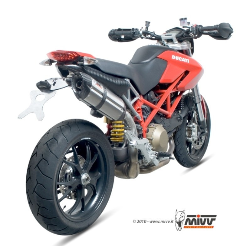 MIVV Ducati Hypermotard 1100 2007 2009 Suono Sport Slip-On Full Titanium carbon caps