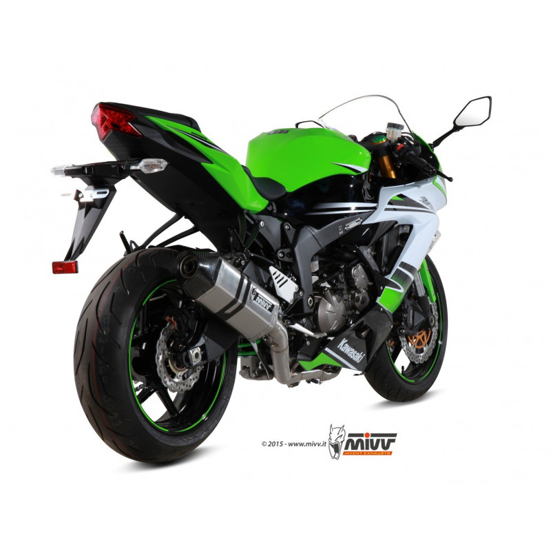 MIVV Kawasaki Zx-6 r 636 2013 2016 Speed edge Power steel Imp. compl./full sys. 4x2x1 RVS met Carbon eindkap