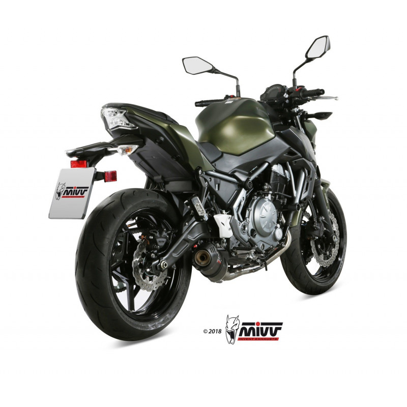 MIVV Kawasaki Ninja 650 2017 Oval Sport Imp. compl./full sys. 2x1 Carbon met Carbon eindkap
