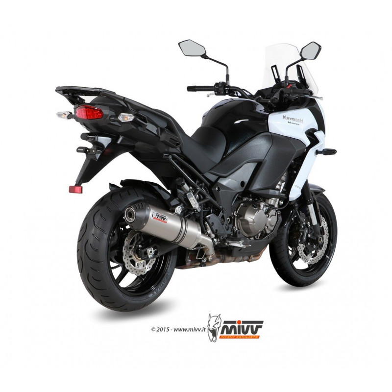 MIVV Kawasaki Versys 1000 2015 2018 Oval Sport Slip-on Titanium met Carbon eindkap