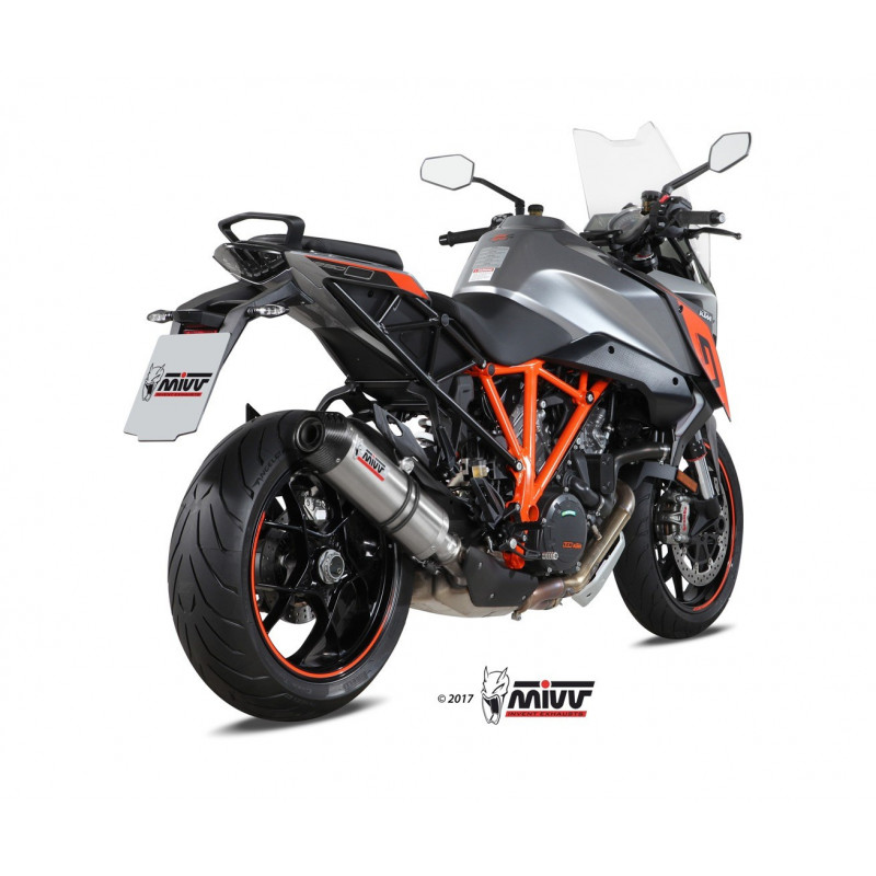 MIVV Ktm 1290 superduke gt 2016 Oval Sport Slip-on Titanium met Carbon eindkap