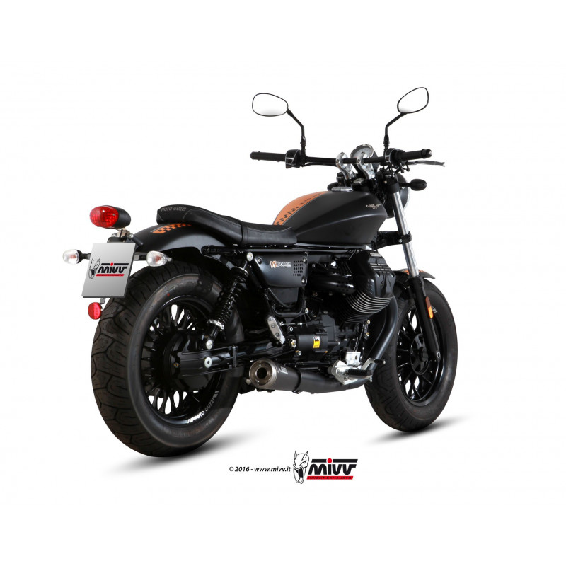 MIVV Moto guzzi V9 bobber / roamer 2016 2016 Ghibli Sport 2 slip-on Inox Keramisch zwart RVS