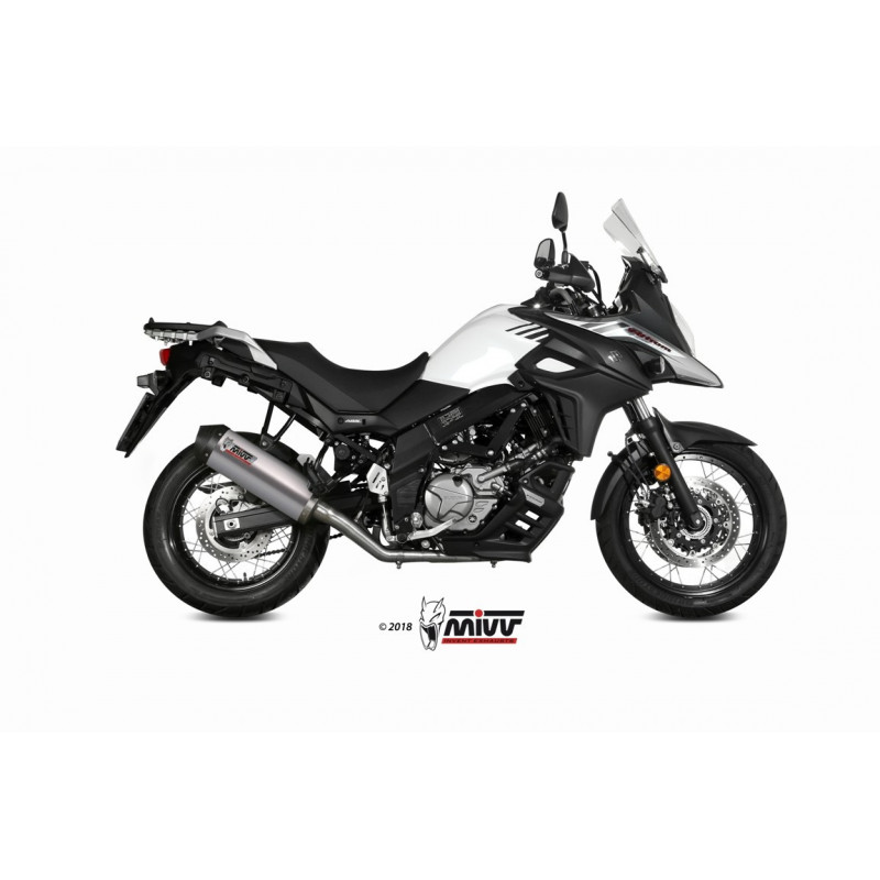 MIVV Suzuki DL V-Strom 650 2017 Oval Sport Slip-on Titanium met Carbon eindkap