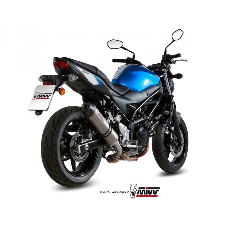 MIVV Suzuki Sv 650 2016 Oval Sport Slip-on Titanium met Carbon eindkap