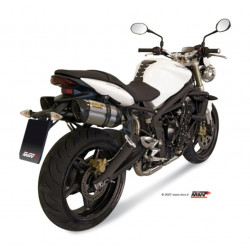 MIVV Triumph Street triple 2007 2012 Suono Sport 2 slip-on RVS met Carbon eindkap