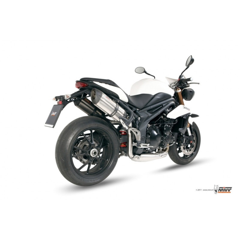 MIVV Triumph Speed triple 2011 2015 Suono Sport 2 slip-on RVS met Carbon eindkap