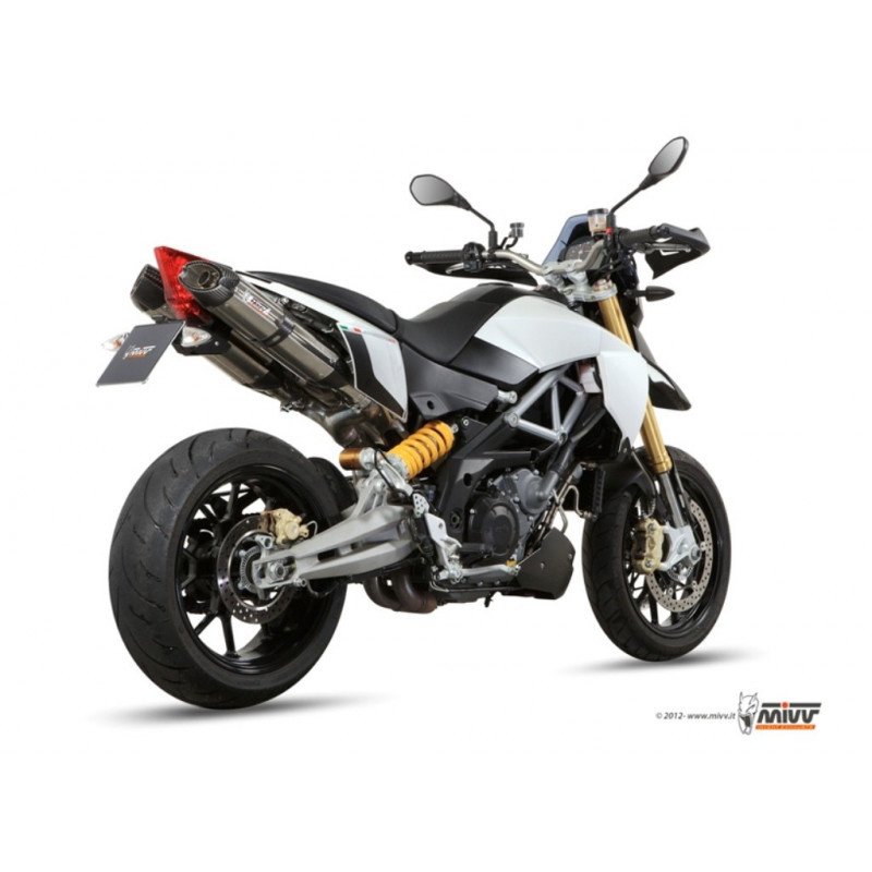 MIVV Aprilia Dorsoduro 750 2008 2016 Suono Sport 2 slip-on RVS met Carbon eindkap