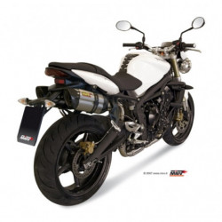 MIVV Triumph Street triple 2007 2012 Suono Sport 2 slip-on RVS met Carbon eindkap
