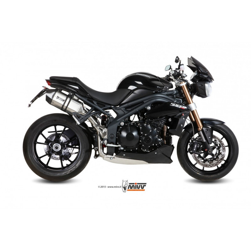 MIVV Triumph Speed triple 2011 2015 Speed Edge Sport 2 slip-on RVS met Carbon eindkap