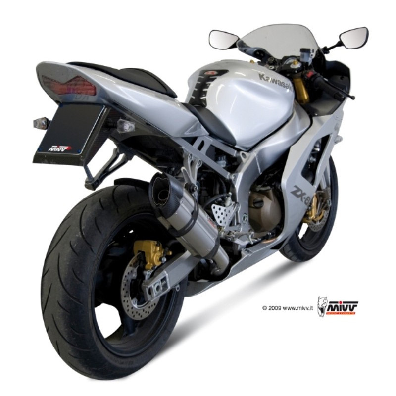 MIVV Kawasaki Zx-6 RR 2003 2004 Suono Sport Slip-on RVS met Carbon eindkap