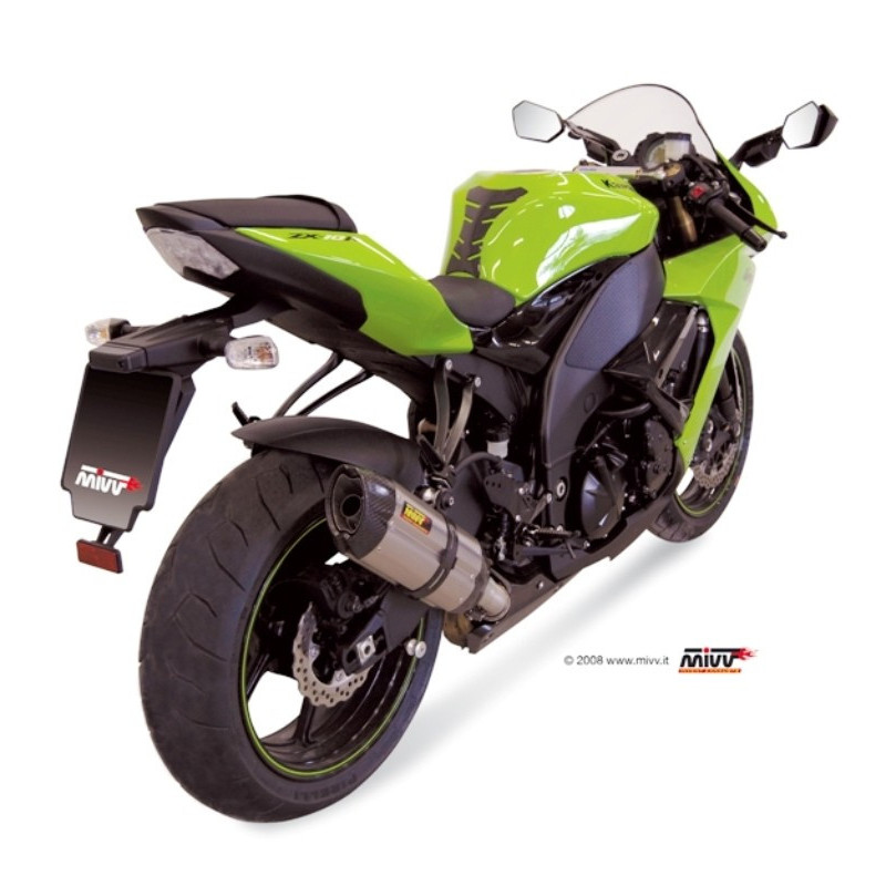 MIVV Kawasaki Zx-10 r 2008 2010 Suono Sport Slip-On Full Titanium carbon caps