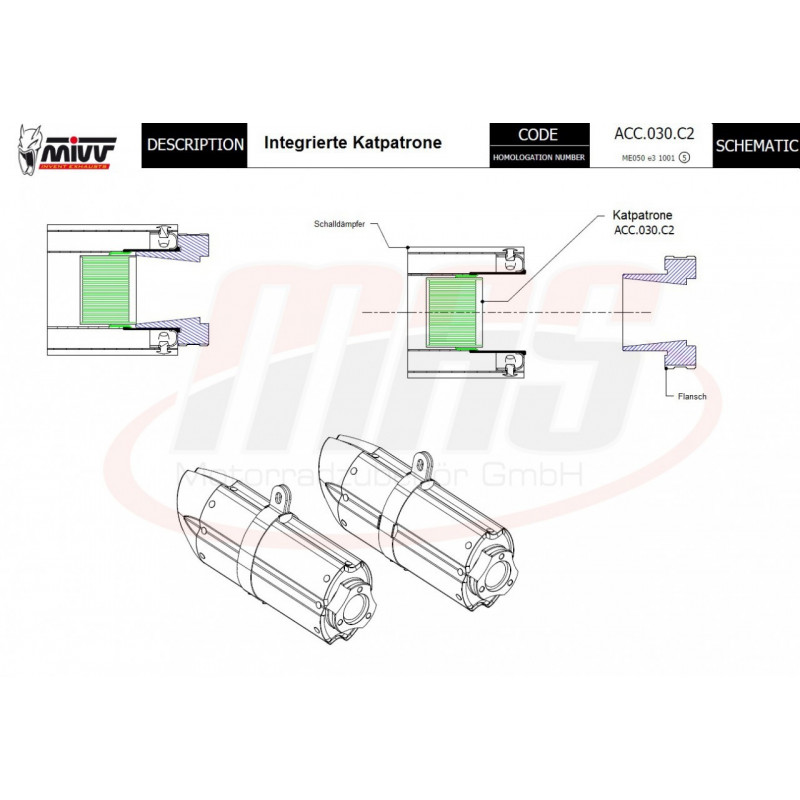 MIVV Suono Rvs KTM LC8 950 Supermoto R ´05/06 - 990 Supermoto R ´07/13 Kat
