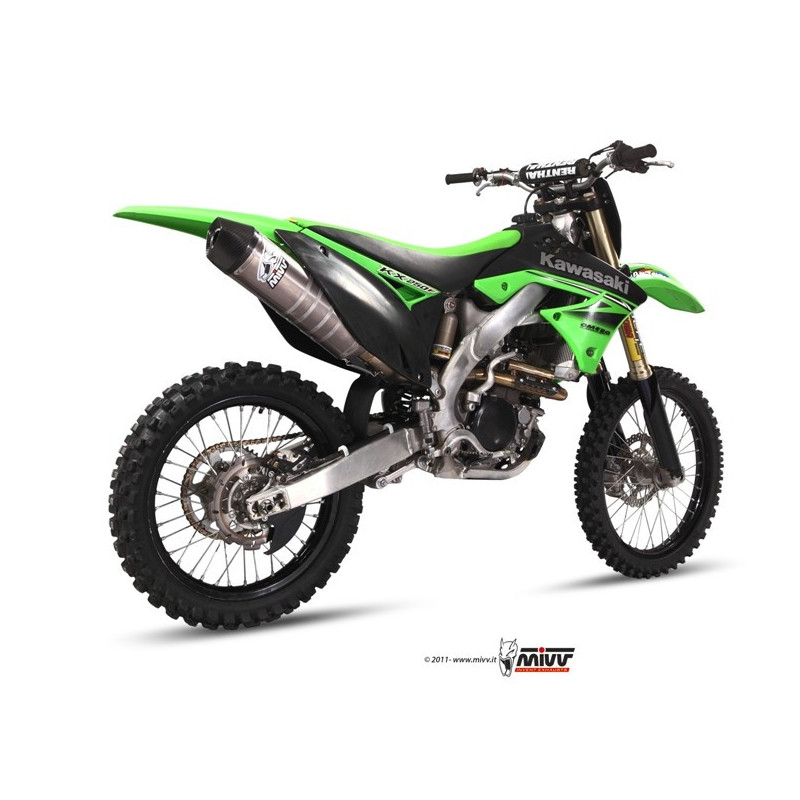 MIVV Kawasaki Kx 250 f 2009 2010 Oval Stronger cross new Imp. compl./full sys. 1x1 RVS met Carbon eindkap
