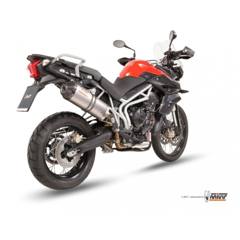 MIVV Triumph Tiger 800 xc / xr / xrx / xcx / xrt / xca 2011 2016 Oval Sport Slip-on Titanium met Carbon eindkap