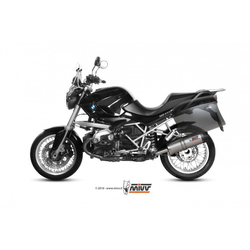 MIVV Bmw R 1200 r 2011 2014 Oval Sport Slip-on Titanium met Carbon eindkap