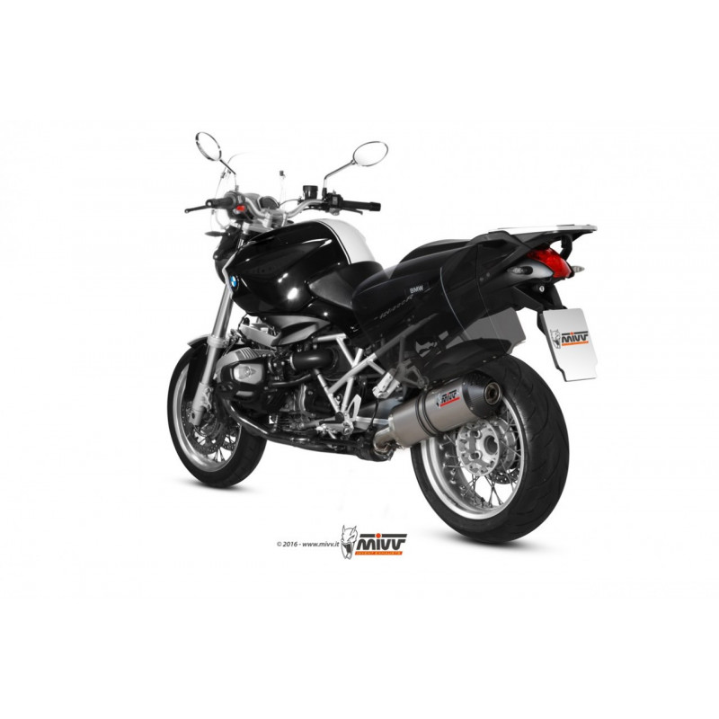 MIVV Bmw R 1200 r 2011 2014 Oval Sport Slip-on Titanium met Carbon eindkap