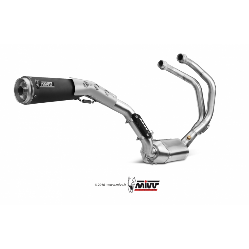 MIVV Yamaha Xsr 700 2016 Ghibli Sport Imp. compl./full sys. 2x1 Inox Keramisch zwart RVS