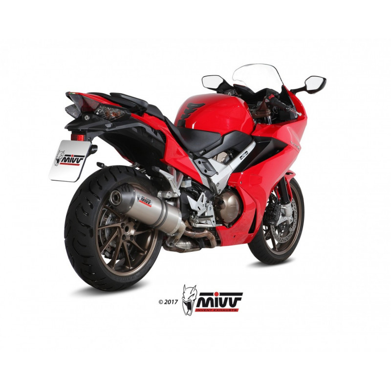 MIVV Honda Vfr 800 f 2014 Oval Sport Slip-on Titanium met Carbon eindkap