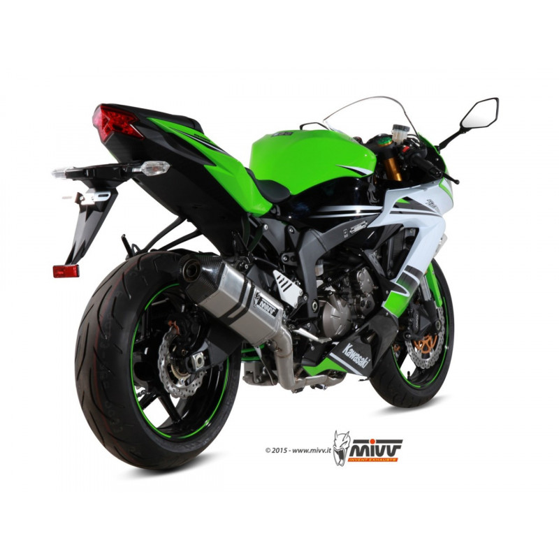 MIVV Kawasaki Zx-6 r 636 2013 2016 Speed edge Power steel Imp. compl./full sys. 4x2x1 RVS met Carbon eindkap
