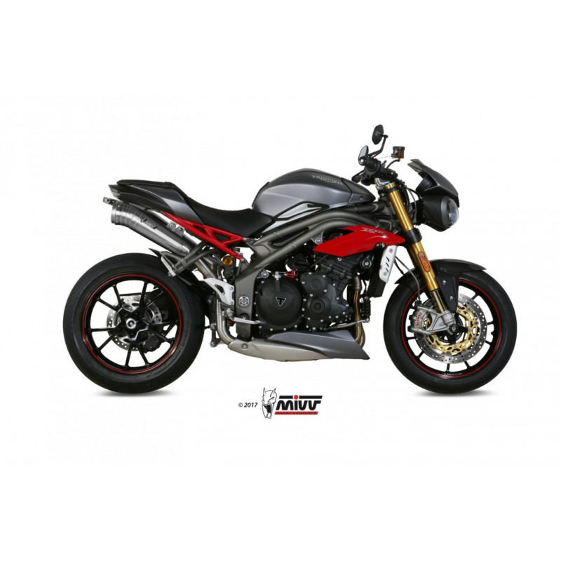 MIVV Triumph Speed triple 2016 2017 Ghibli Sport 2 slip-on RVS (Inox)