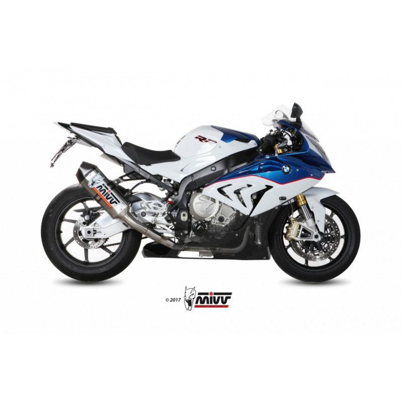 MIVV Bmw S 1000 RR 2015 2016 Speed edge Power steel Imp. compl./full sys. 4x2x1 RVS met Carbon eindkap