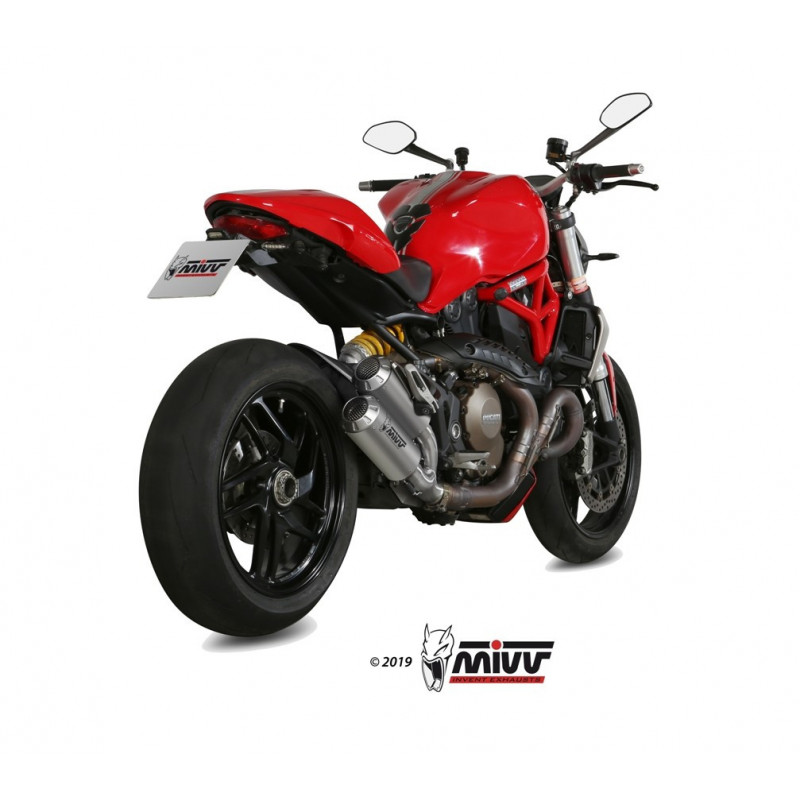 MIVV Ducati Monster 1200 2014 2016 Mk3 Sport 2 slip-on RVS (Inox)