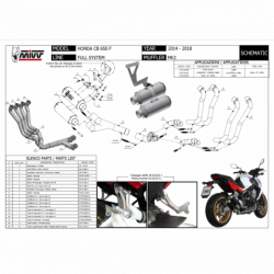 MIVV Honda Cb 650 f 2014 2018 Mk3 Sport Imp. compl./full sys. 4x2x1x2 RVS (Inox)