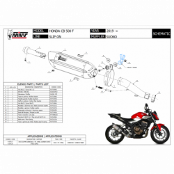 MIVV Honda Cb 500 f 2019 Suono Sport Slip-on RVS met Carbon eindkap