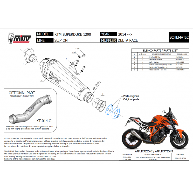 MIVV Ktm 1290 superduke 2014 2019 Delta race Sport Slip-on Steel black