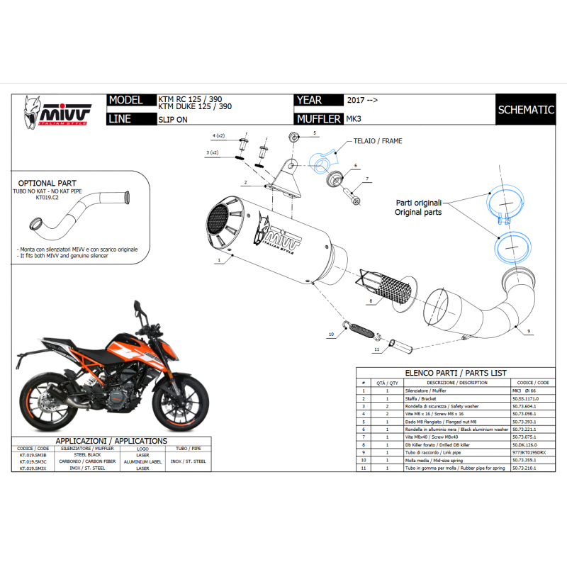 MIVV MK3 Rvs KTM 125 DUKE 2017 -