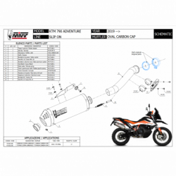 MIVV Ktm 790 adventure / r 2019 Oval Sport Slip-on Titanium met Carbon eindkap