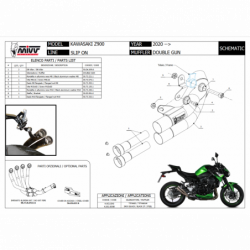 MIVV Double Gun Rvs zwart KAWASAKI Z900 20-22