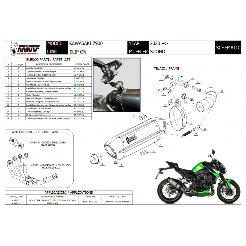 MIVV Suono Rvs KAWASAKI Z900 20-22