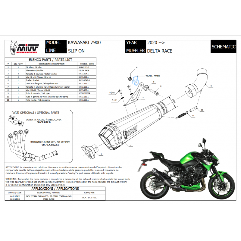 MIVV Delta Race Rvs KAWASAKI Z900 20-22