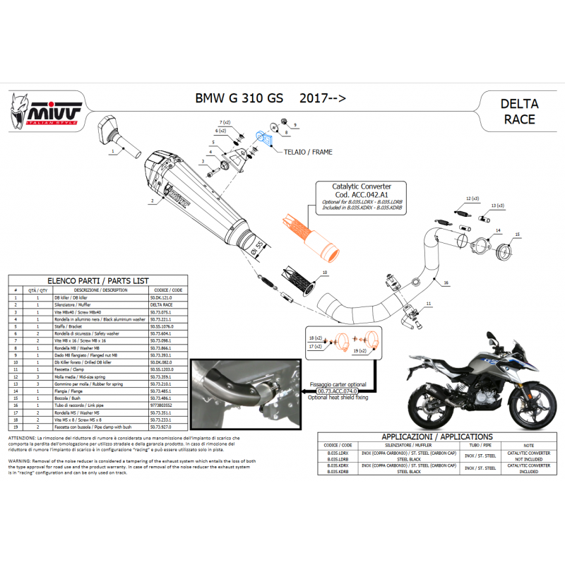 MIVV Delta Race Black BMW G 310 GS 18-22