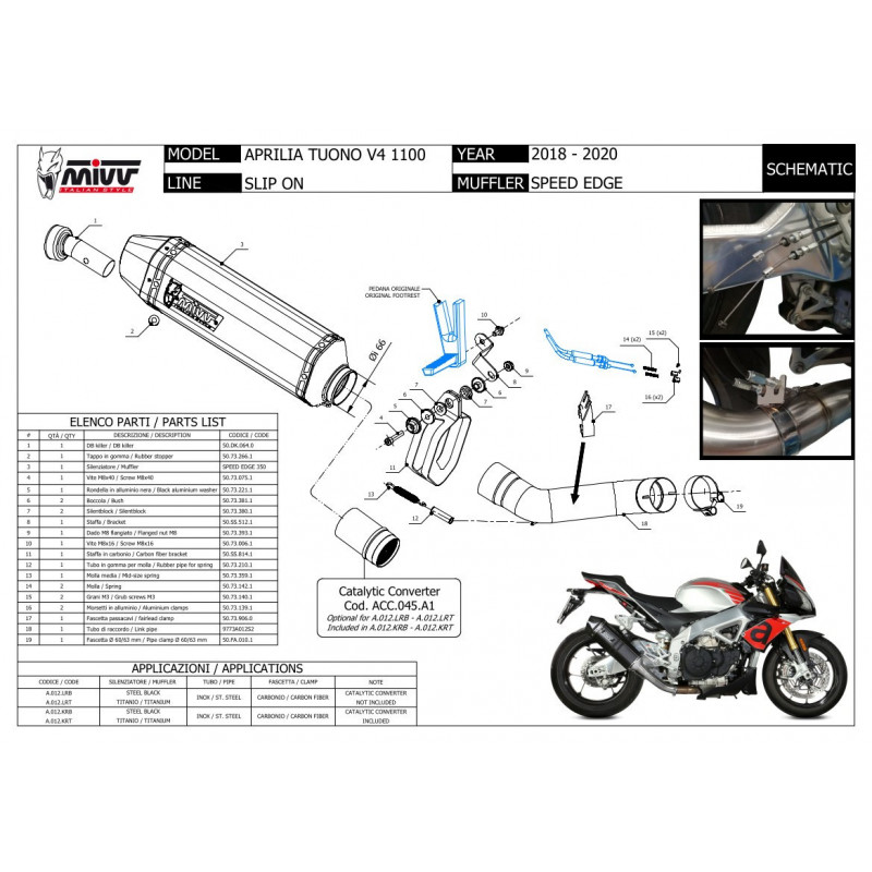MIVV Speed Edge Titanium Aprilia Tuono V4 1100 18-20