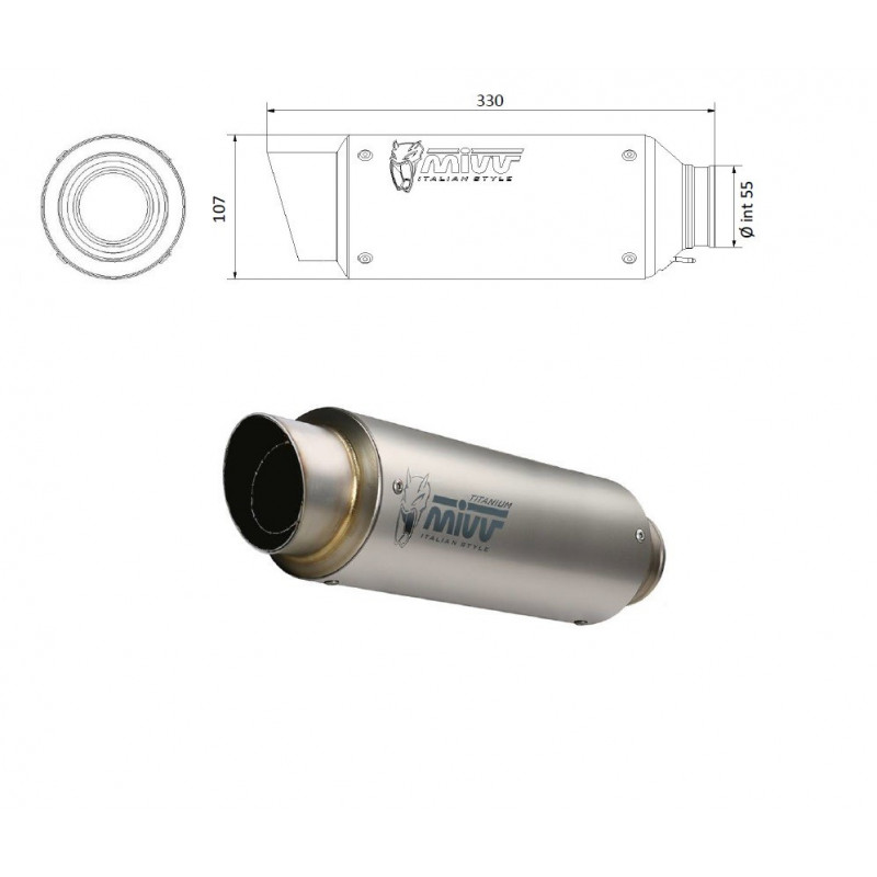 MIVV UNIVERSAL uitlaat rechts GPpro 220 Titanium 55mm