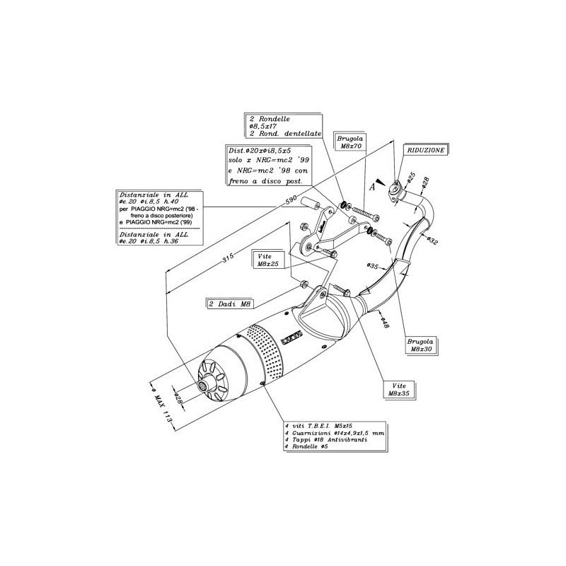 LeoVince Touring Piaggio NRG 50 - NTT 50 - NRG mc2 50 - Typhoon 50